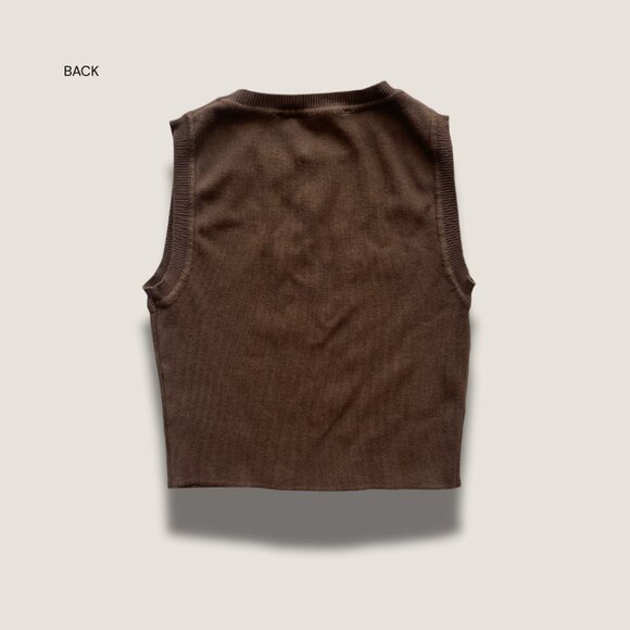 Brown Ribbed Crop Top - Picture 4 of 4